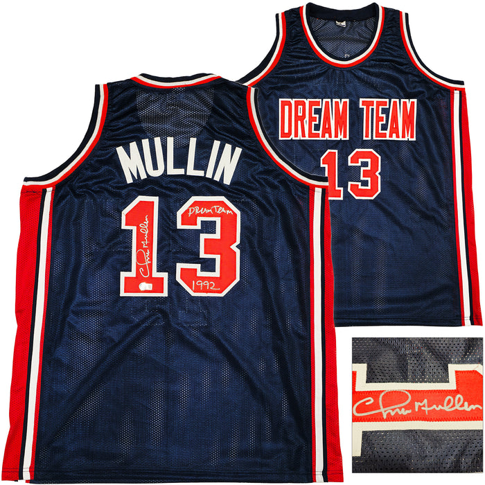 Team USA Chris Mullin Autographed Blue Jersey "Dream Team" Beckett BAS Witness