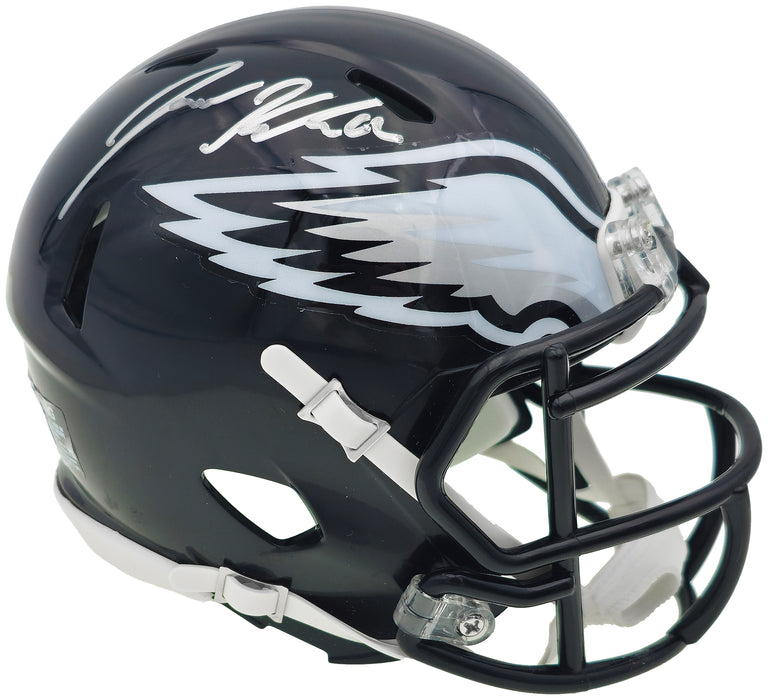 Jason Kelce Autographed Philadelphia Eagles Black Speed Mini Helmet Beckett BAS QR