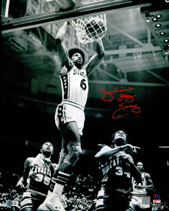 Julius "Dr. J" Erving Autographed 16x20 Photo Philadelphia 76ers Beckett BAS Witness