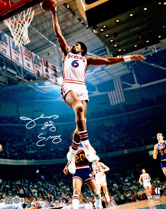 Julius "Dr. J" Erving Autographed 16x20 Photo Philadelphia 76ers Beckett BAS Witness