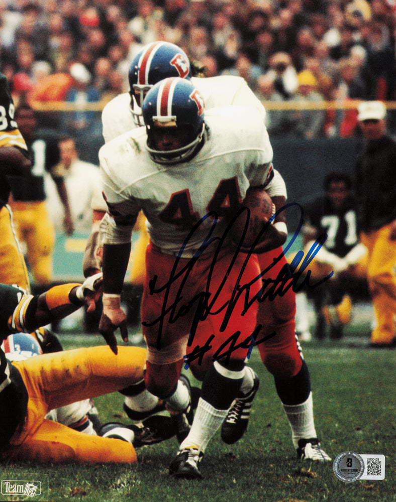 Floyd Little Autographed 8x10 Photo Denver Broncos "#44" Beckett BAS QR #BM00429