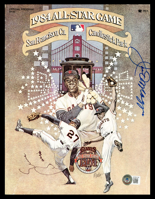 Joe DiMaggio & Ernie Banks Autographed 1984 All Star Game Official Program Beckett BAS #AC85136