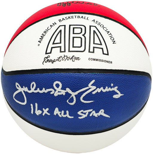 Julius "Dr. J" Erving Autographed Official ABA Logo Red, White & Blue Basketball Philadelphia 76ers "16x All Star" Beckett BAS Witness
