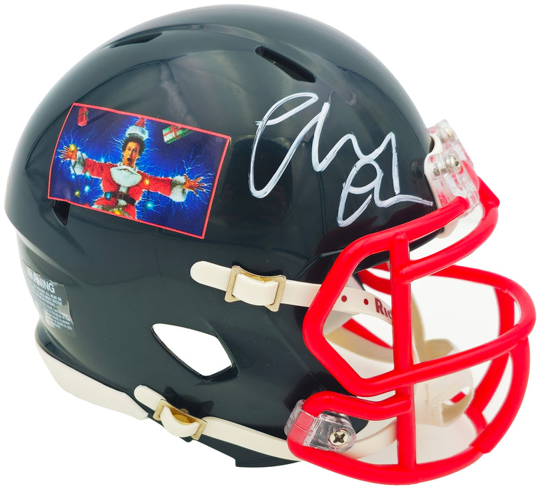 Chevy Chase Autographed Christmas Vacation Black Speed Mini Helmet Beckett BAS Witness