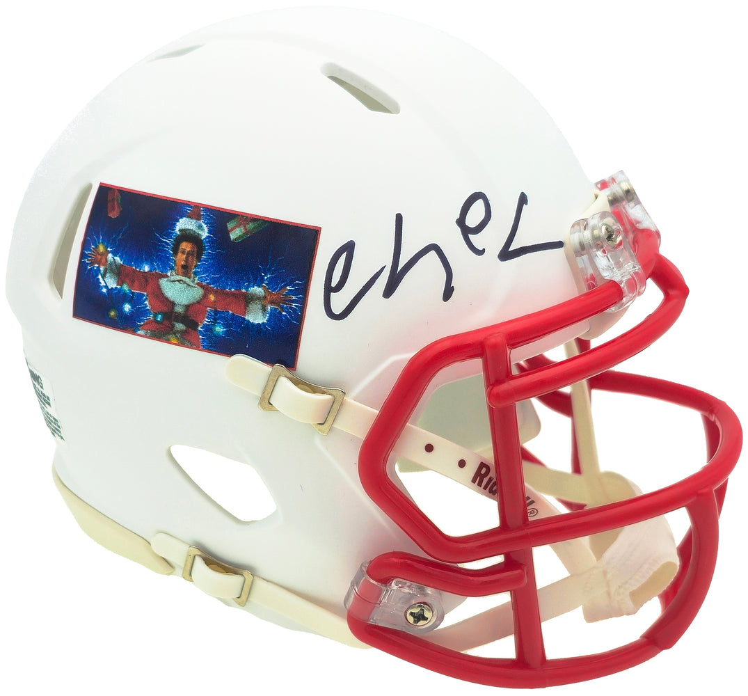 Chevy Chase Autographed Christmas Vacation White Speed Mini Helmet Beckett BAS Witness