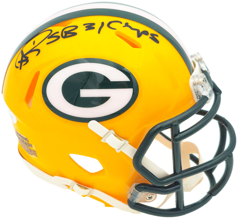 Andre Rison Autographed Green Bay Packers Yellow Speed Mini Helmet "SB 31 Champs" JSA