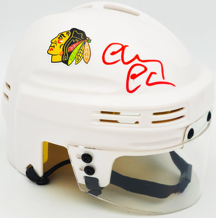 Chevy Chase Autographed Chicago Blackhawks White Speed Mini Helmet Christmas Vacation Logo Beckett BAS Witness