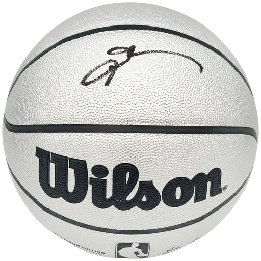 Allen Iverson Autographed Platinum Edition Composite Leather Basketball Philadelphia 76ers Beckett BAS Witness