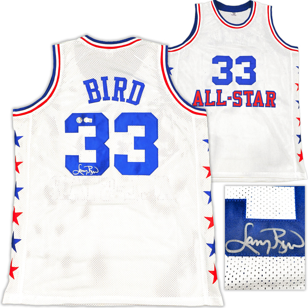 Boston Celtics Larry Bird Autographed White All Star Jersey Beckett BAS Witness