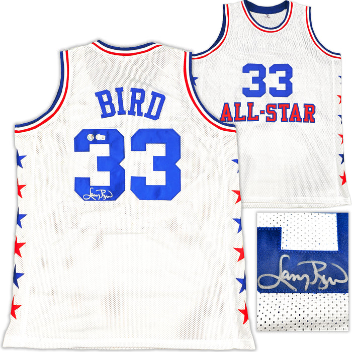 Boston Celtics Larry Bird Autographed White All Star Jersey Beckett BAS Witness