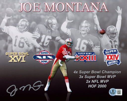 Joe Montana Autographed 8x10 Photo San Francisco 49ers Beckett BAS QR
