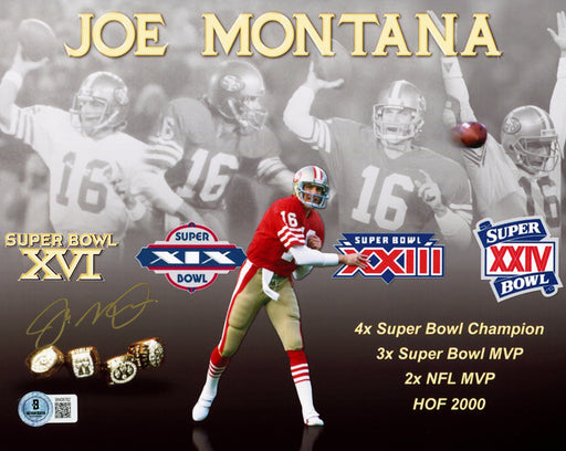 Joe Montana Autographed 8x10 Photo San Francisco 49ers Beckett BAS QR