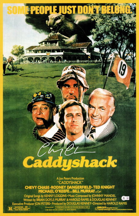 Chevy Chase Autographed 40x27 Caddyshack Movie Poster Beckett BAS Witness