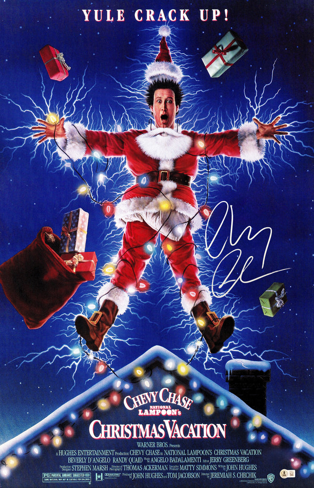 Chevy Chase Autographed 40x27 Christmas Vacation Movie Poster Clark Griswold Beckett BAS Witness