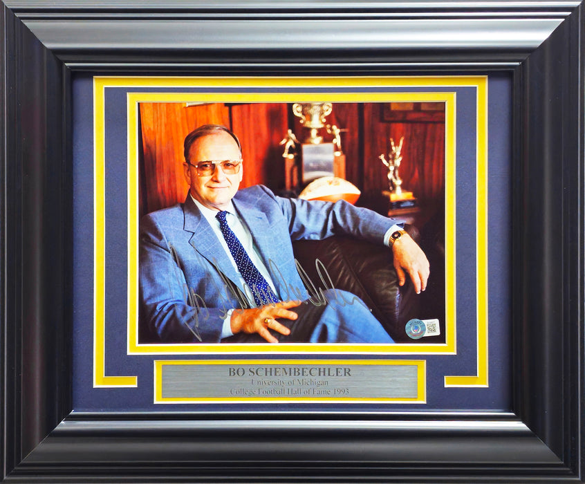 Bo Schembechler Autographed Framed 8x10 Photo Michigan Wolverines Beckett BAS QR #BL93977