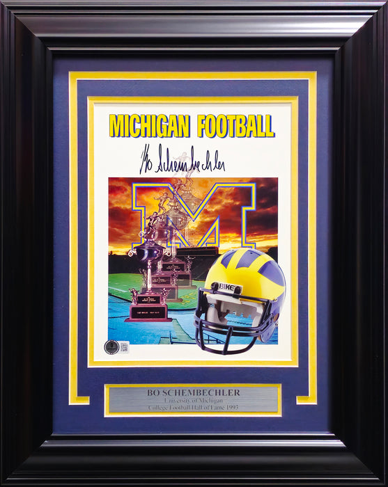 Bo Schembechler Autographed Framed 8x10 Photo Michigan Wolverines Beckett BAS QR #BM04044