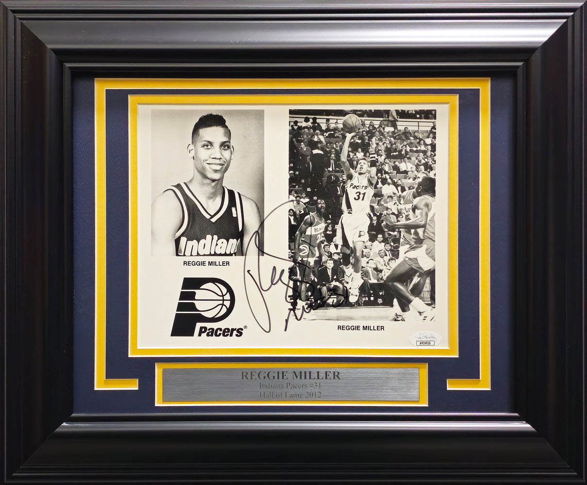 Reggie Miller Autographed Framed 8x10 Photo Indiana Pacers JSA #AP24916