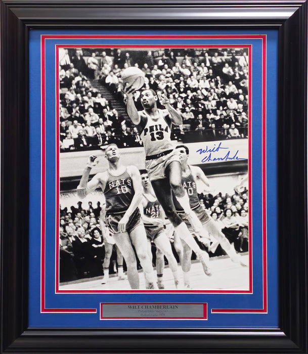 Wilt Chamberlain Autographed Framed 16x20 Photo Philadelphia 76ers JSA #Y36288