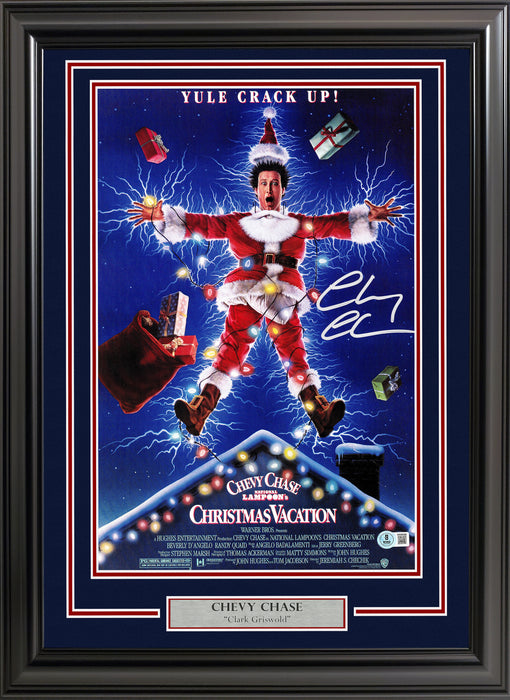 Chevy Chase Autographed Framed Christmas Vacation 11x17 Movie Poster Clark Griswold Beckett BAS QR