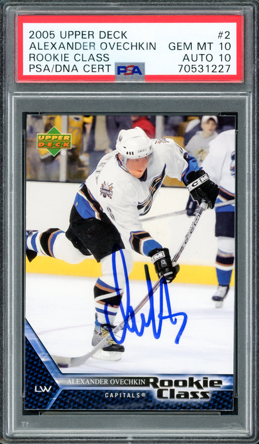 Alexander Ovechkin Autographed 2005 Upper Deck Rookie Card #2 Washington Capitals PSA 10 Auto Grade Gem Mint 10 PSA/DNA #70531227