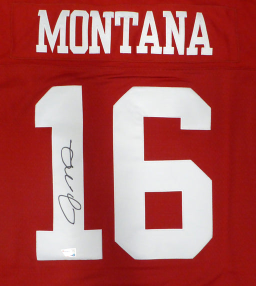 San Francisco 49ers Joe Montana Autographed Red Authentic Mitchell & Ness Jersey Size 44 Fanatics Holo #XP13989729