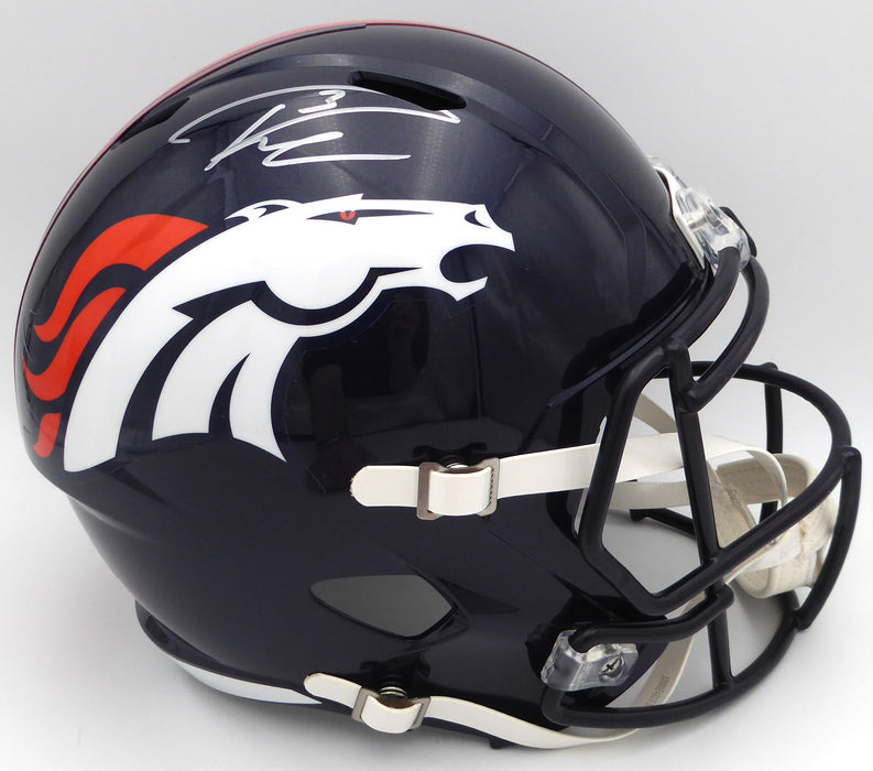 Russell Wilson Autographed Blue Full Size Replica Helmet Denver Broncos Fanatics Holo #DQ16478460