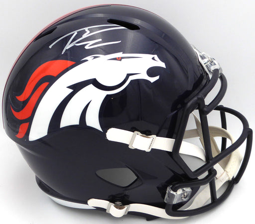 Russell Wilson Autographed Blue Full Size Replica Helmet Denver Broncos Fanatics Holo #DQ16478452