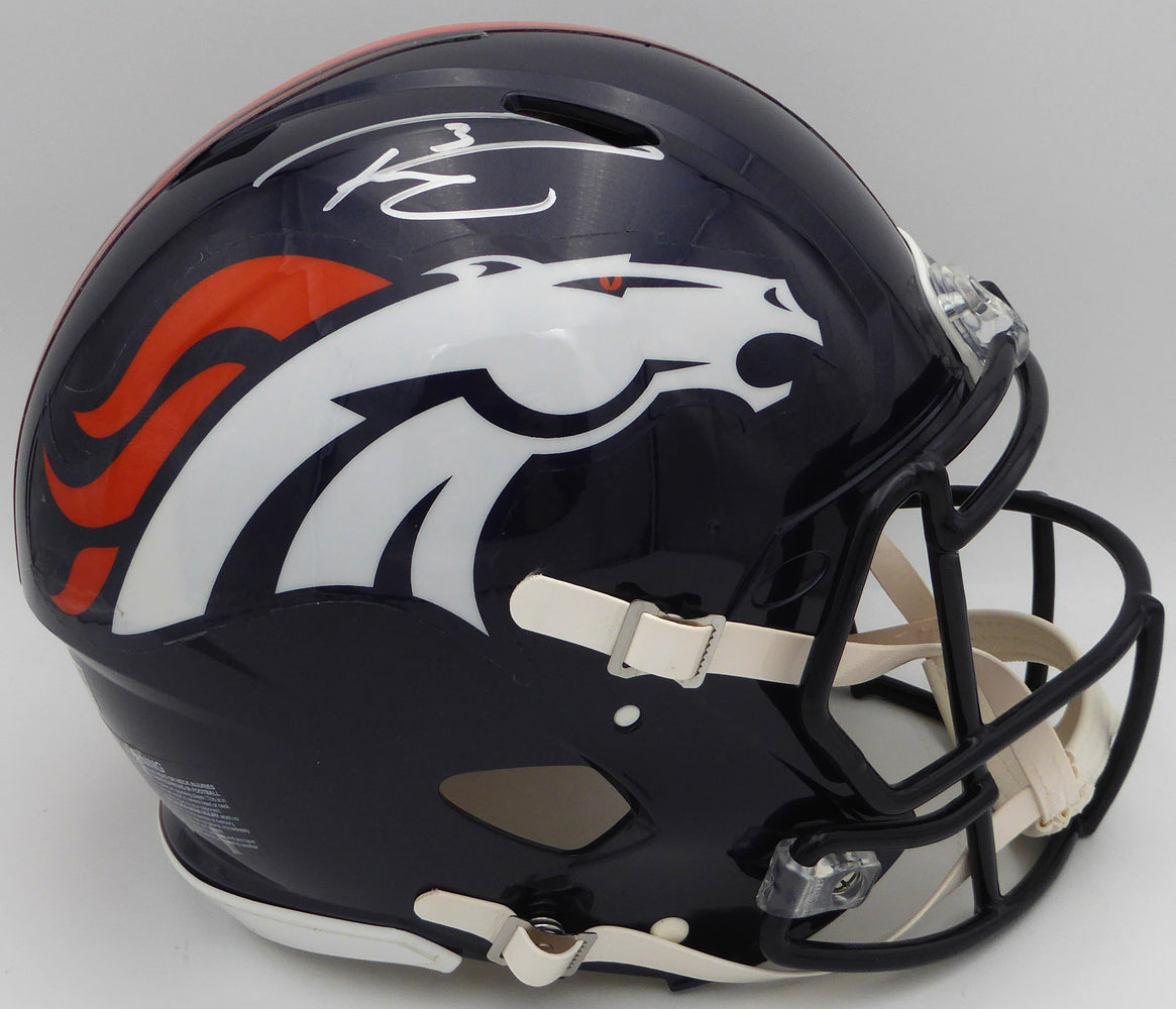 Russell Wilson Autographed Blue Full Size Authentic Helmet Denver Broncos Fanatics Holo #DQ16478474