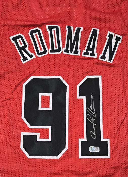 Dennis Rodman Signed Chicago Red Basketball Jersey (Beckett)