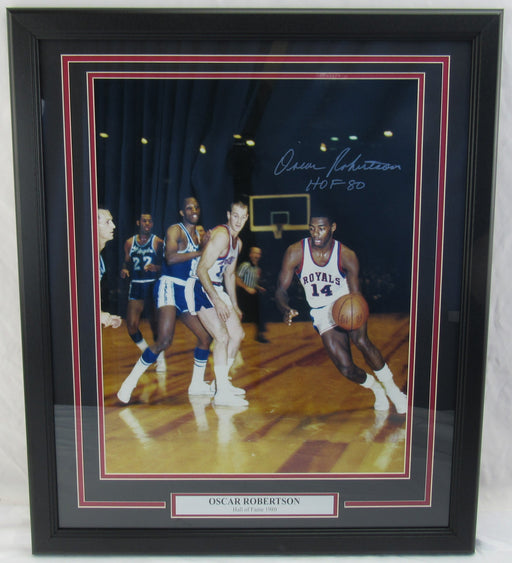 Oscar Robertson Signed 16x20 Framed Photo w/ HOF Insc JSA LOA