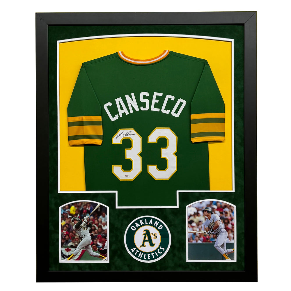 Jose Canseco Signed Green Custom Suede Matte Framed Baseball Jersey