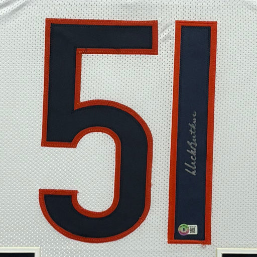 Dick Butkus Signed White Custom Suede Matte Framed Football Jersey