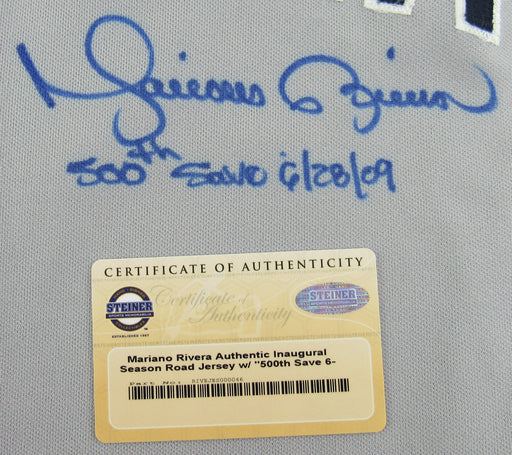 Mariano Rivera Signed Yankees Jersey w/ Inaugural Season & 500th Save Insc Steiner COA