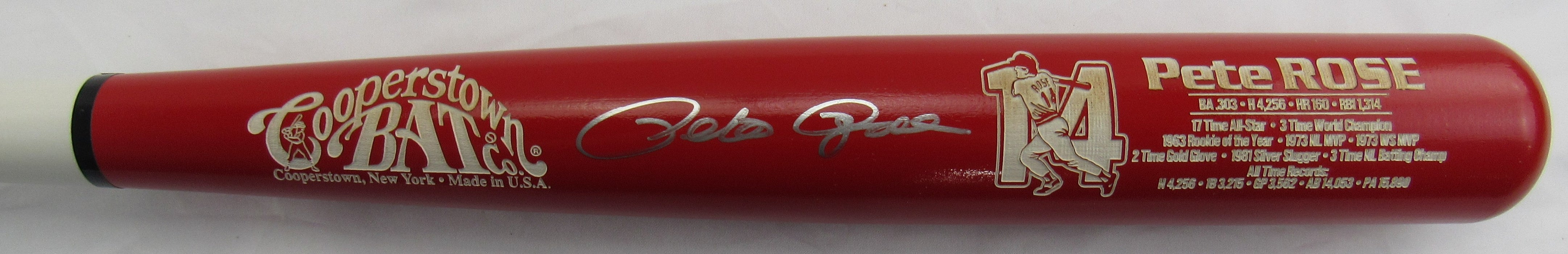 Pete Rose Signed Cooperstown Baseball Stat Bat JSA COA