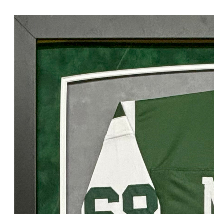 Kevin Mawae Signed HOF 2019 New York Green Custom Suede Matte Framed Football Jersey (JSA)