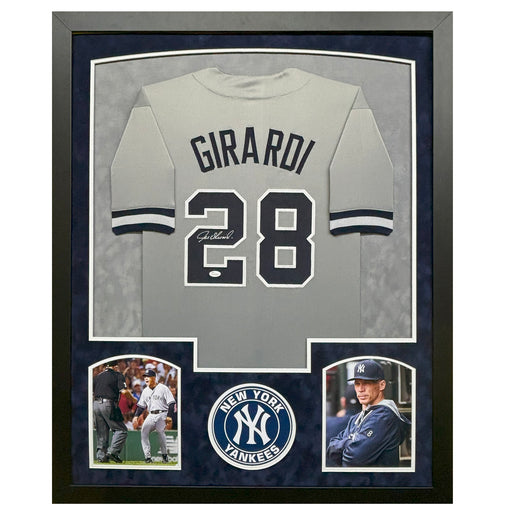 Joe Girardi Signed New York Grey Custom Suede Matte Framed Baseball Jersey (JSA)