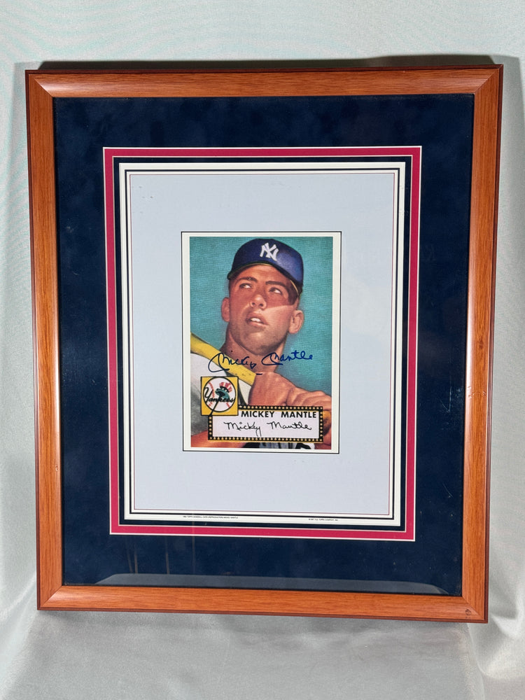 Mickey Mantle Signed 1952 Topps Replica Framed 11x14 (JSA LOA)