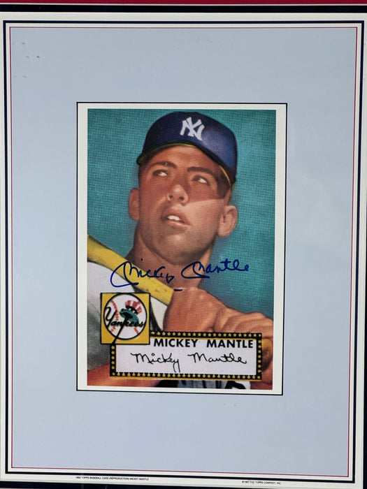 Mickey Mantle Signed 1952 Topps Replica Framed 11x14 (JSA LOA)