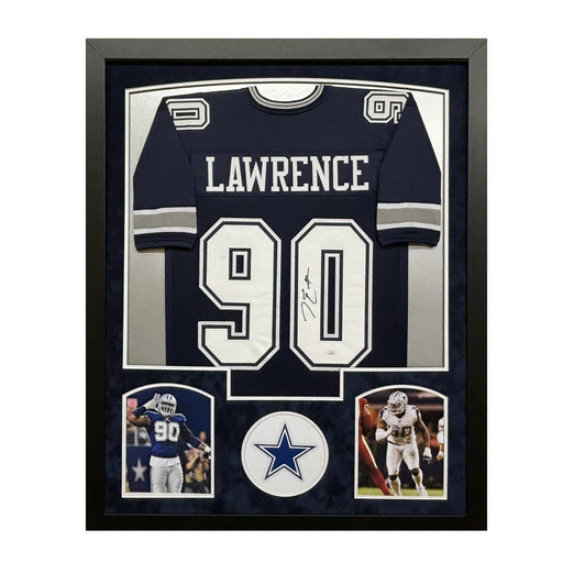 Demarcus Lawrence Signed Dallas Blue Custom Suede Matte Framed Football Jersey (JSA)