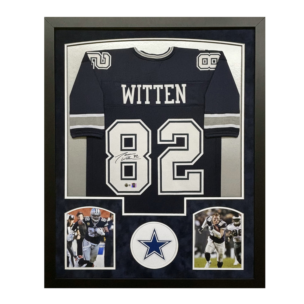 Jason Witten Signed Dallas Blue Custom Suede Matte Framed Football Jersey (Beckett)