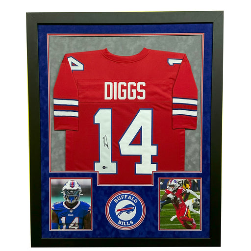 Stefon Diggs Signed Buffalo Red Custom Double-Suede Framed football Jersey (Beckett)