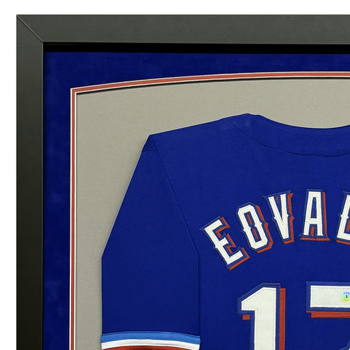 Nathan Eovaldi Signed Blue Custom Suede Matte Framed Baseball Jersey (Beckett)