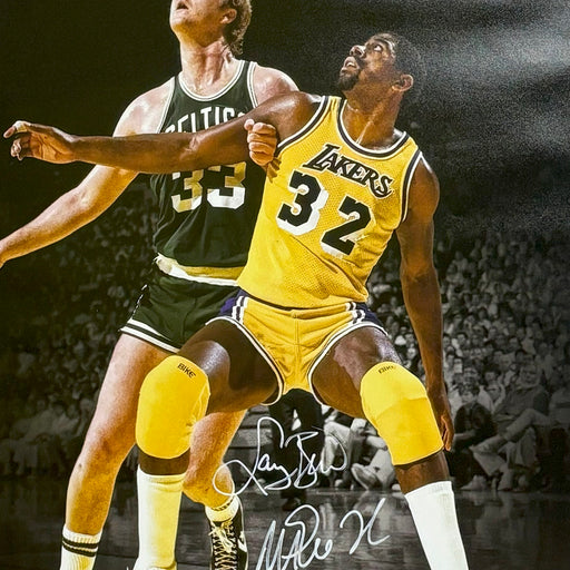 Larry Bird and Magic Johnson Signed Celtics/Lakers Framed 16x20 Photo