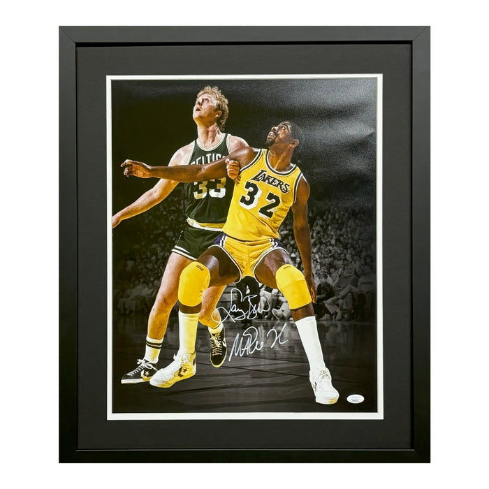 Larry Bird and Magic Johnson Signed Celtics/Lakers Framed 16x20 Photo