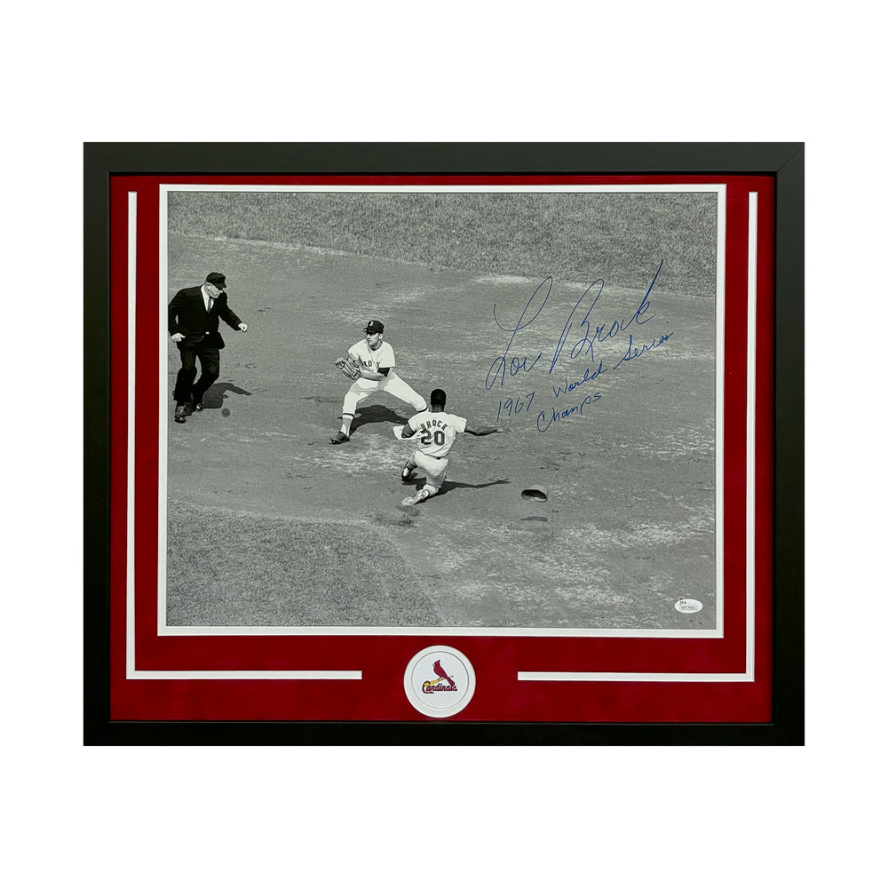 Lou Brock 1967 Word Series Champs Hand Signed & Framed Cardinals 16x20 Baseball Photo