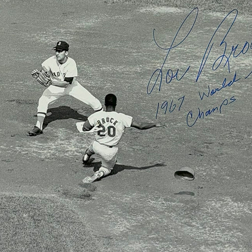 Lou Brock 1967 Word Series Champs Hand Signed & Framed Cardinals 16x20 Baseball Photo