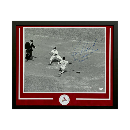 Lou Brock 1967 Word Series Champs Hand Signed & Framed Cardinals 16x20 Baseball Photo