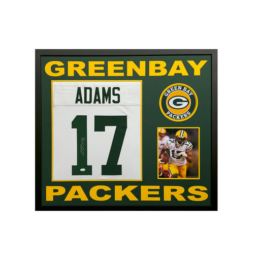 Davante Adams Signed Green Bay Green Custom Space Saver Framed Football Jersey