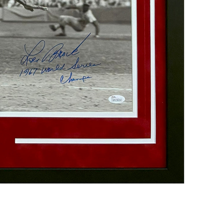 Lou Brock 1967 Word Series Champs Hand Signed & Framed Cardinals 16x20 Baseball Photo