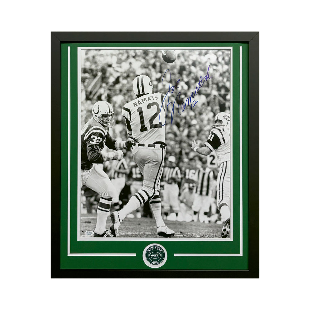 Joe Namath Hand Signed & Framed New York Jets 16x20 Football Photo